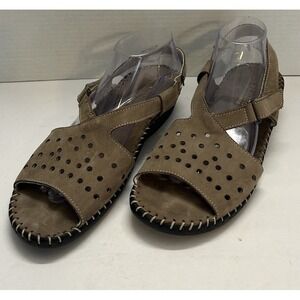 La Plume Women's Leather Sandals Size 42 Made In Italy Taupe/Brown US Sz 11.5